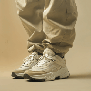 Foto de tênis no estilo Dad sneaker uma tendÊncia forte para o inverno 2026 , mercado masculino de calçados. Tecidos para cabedal com visual diferenciado e malha com visual esportivo e refinado. 