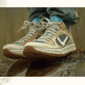 Foto de tênis no estilo Dad sneaker uma tendÊncia forte para o inverno 2026 , mercado masculino de calçados. Tecidos para cabedal com visual diferenciado e malha com visual esportivo e refinado. 