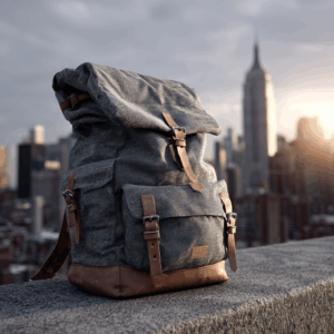 mochila com tecido cordura itm homologado invista, com fundo de landscape de New York
